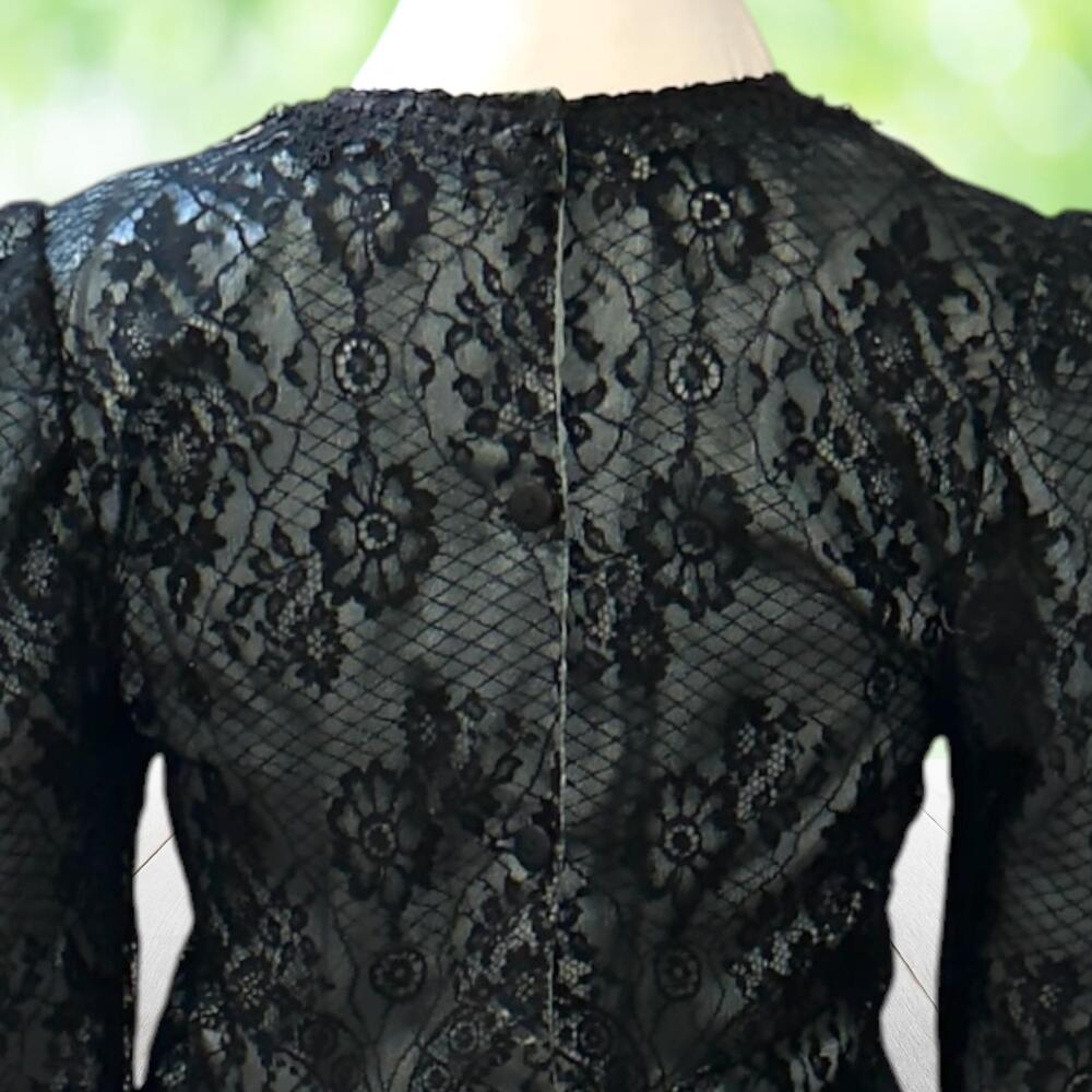 Vintage JESSICA MCCLINTOCK Lace Gown Maxi Dress Puff Sleeve Gothic Formal Sz 2 - Picture 4 of 16